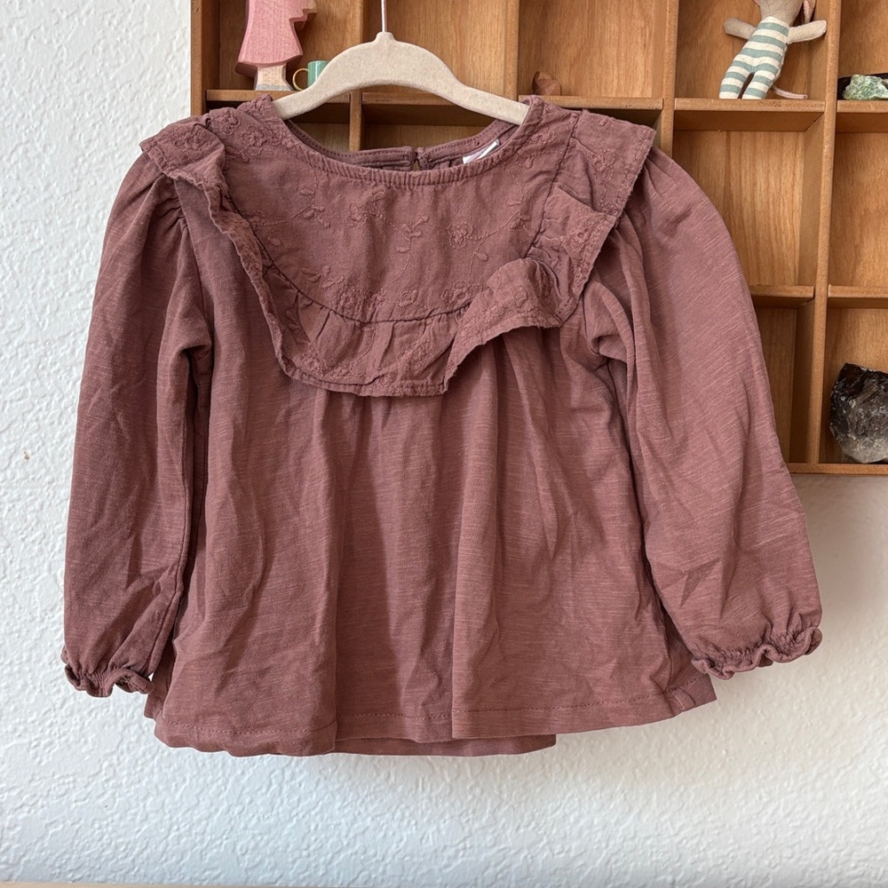 Zara Girls Embroidered Ruffled Top